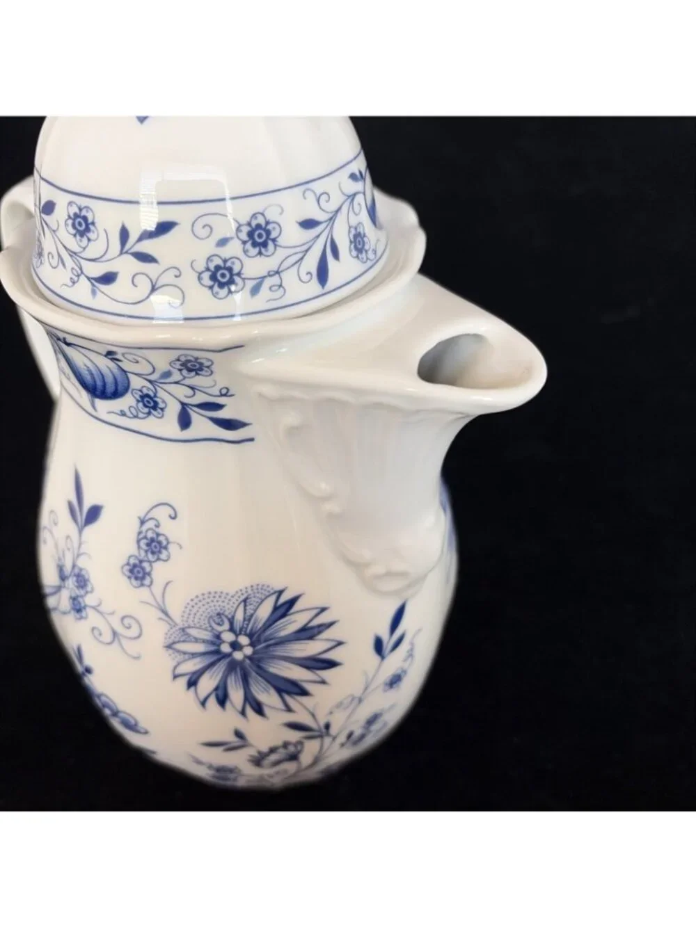 Vintage Retsch Bavaria Germany Blue Onion Porcelain Tea Coffee Pot Lid 9.5in